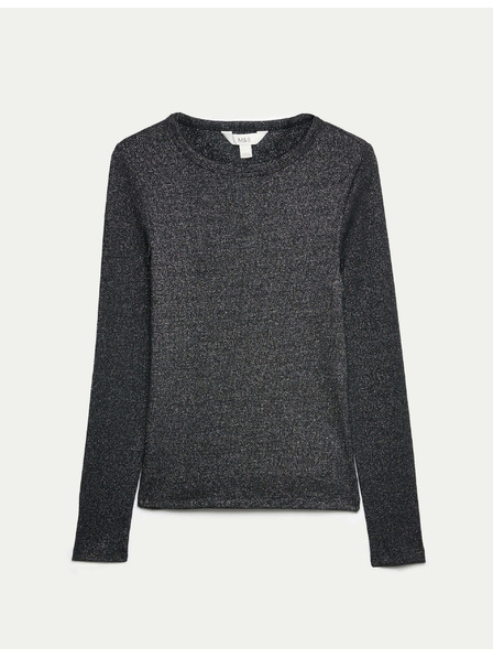 Marks & Spencer Žebrovaný třpytivý top, s vysokým podílem bavlny Marks & Spencer černá