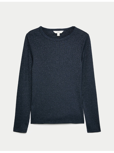 Marks & Spencer Žebrovaný třpytivý top, s vysokým podílem bavlny Marks & Spencer námořnická modrá