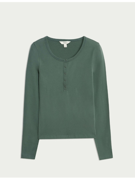 Marks & Spencer Barvený top s rozhalenkou s vysokým podílem bavlny Marks & Spencer zelená