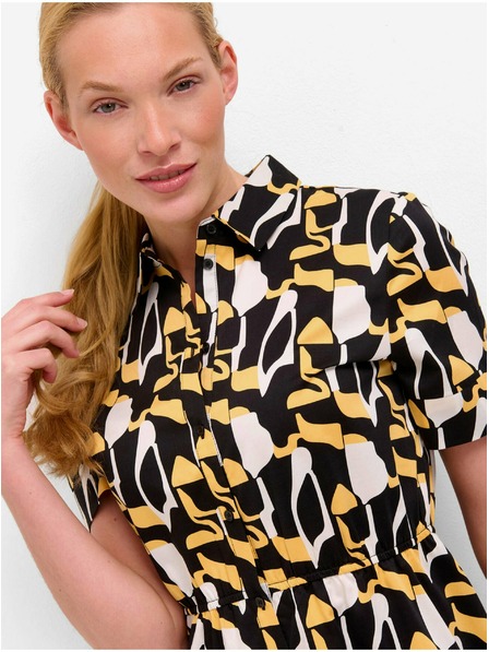 Orsay Žluto-černé vzorované košilové šaty ORSAY
