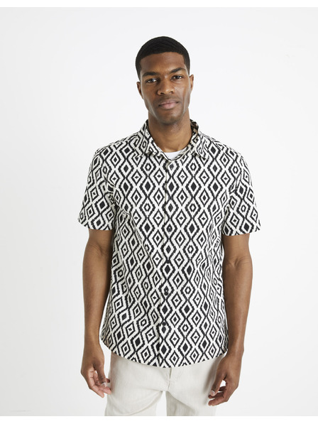 Celio Černo-bílá pánská vzorovaná košile Celio Daprinta