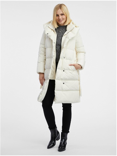 Orsay Krémový dámský péřový kabát ORSAY