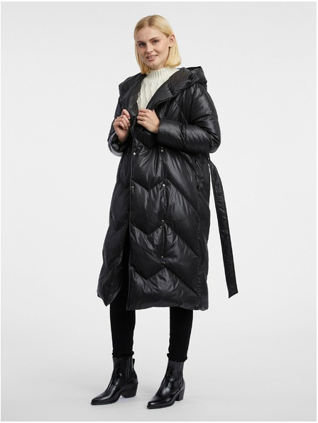 Orsay Černý dámský péřový kabát ORSAY