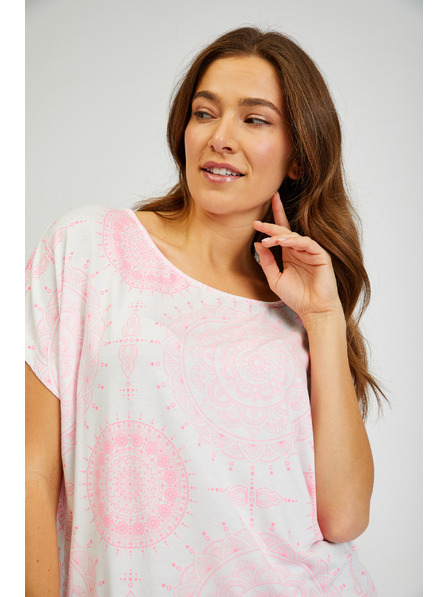 Sam 73 Bílo-růžové dámské vzorované tričko SAM73 Taurus