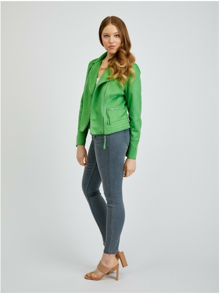 Orsay Zelená dámská koženková bunda v semišové úpravě ORSAY