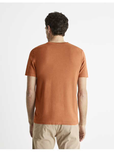 Celio Hnědé pánské basic tričko Celio Be1stee