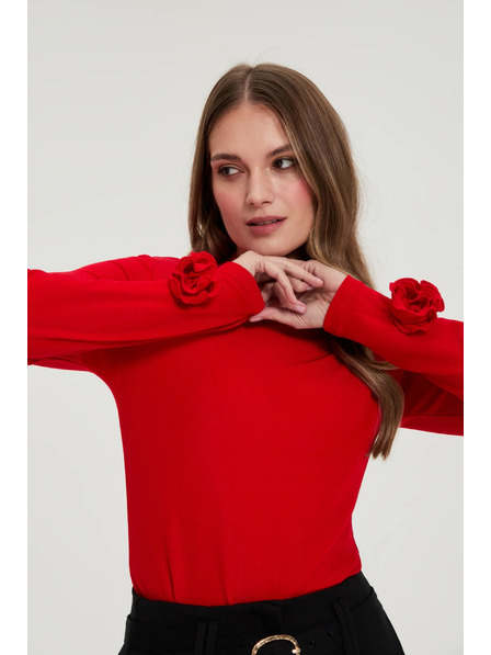 Moodo Červená halenka s ozdobnými rukávy Moodo
