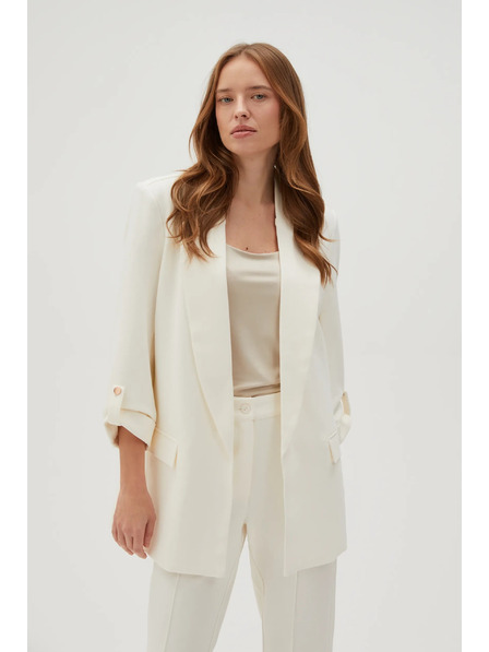 Moodo Elegantní sako bílé s ohrnutými rukávy Moodo