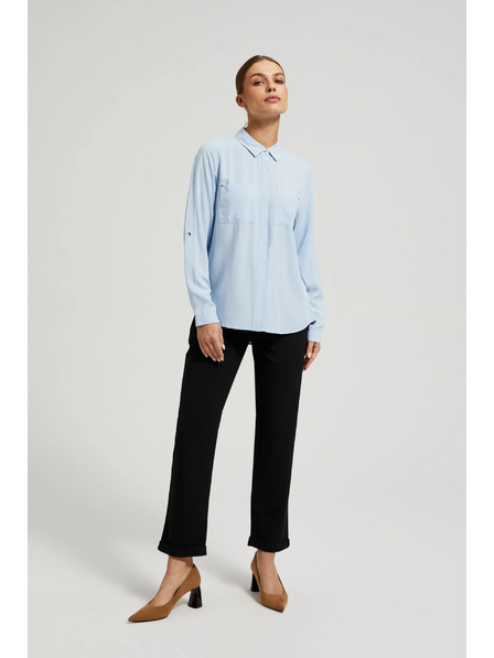 Moodo Viskózová košile s kapsami světle modrá Moodo