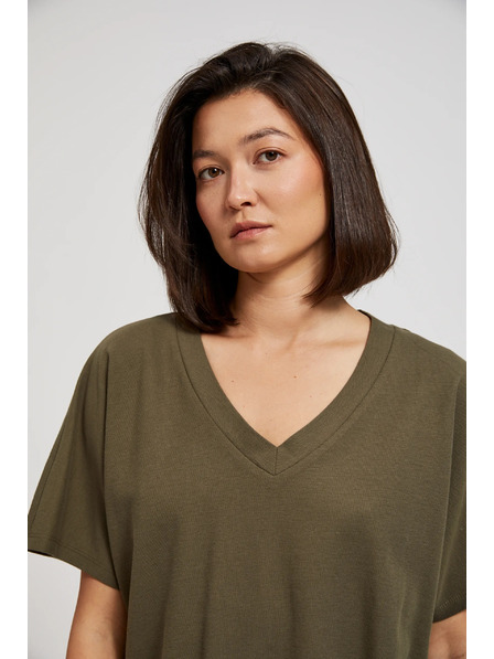 Moodo Olivová halenka s výstřihem do V Moodo