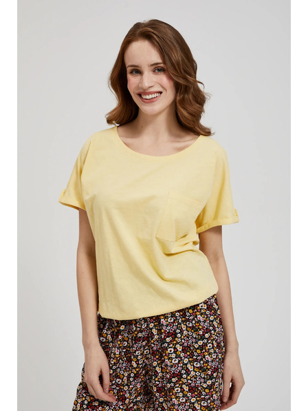 Moodo Žluté tričko s kapsou a podbavenými rukávy Moodo