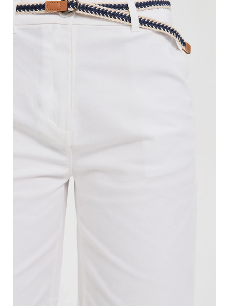 Moodo Bavlněné šortky s páskem bílé Moodo