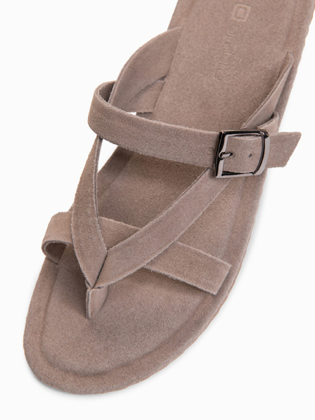 Ombre Clothing Pánské semišové žabky s přídavnými stabilizačními pásky - ash V2 OM-FOSF-0253 Ombre Clothing