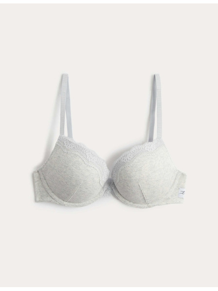 Marks & Spencer Bavlněná push-up podprsenka Juni pro hluboký dekolt, s kosticemi (A-E) Marks & Spencer šedá
