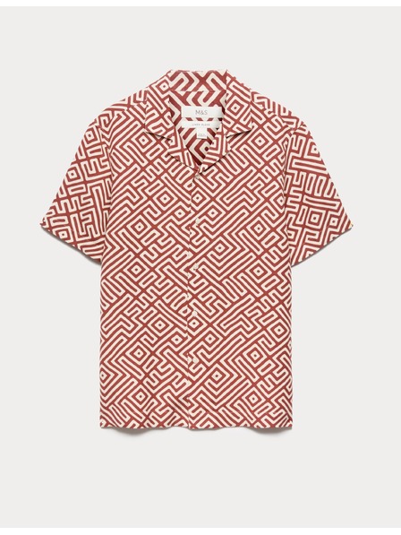 Marks & Spencer Košile ze směsi lnu, s krátkými rukávy a geometrickým motivem, snadné žehlení Marks & Spencer červená