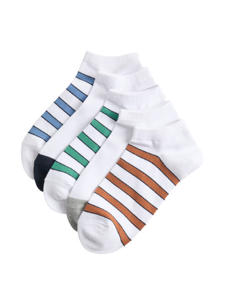 Marks & Spencer Krátké proužkované ponožky Trainer Liners™ s technologií Cool & Fresh™ a vysokým podílem bavlny, sada 5 párů Marks & Spencer bílá