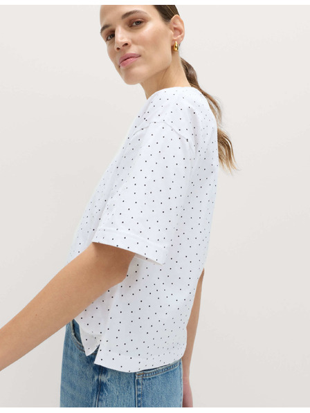 Marks & Spencer Pruhované krátké tričko volného střihu z čisté bavlny Marks & Spencer bílá