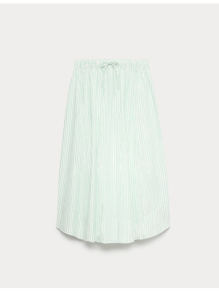 Marks & Spencer Pruhovaná midi kolová sukně, z čisté bavlny Marks & Spencer zelená
