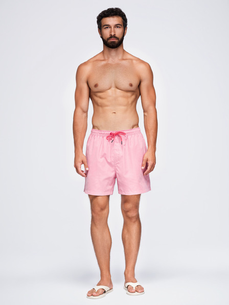 Ombre Clothing Pánské plavky z látky s matným povrchem – růžové V1 OM-SRSS-0216 Ombre Clothing