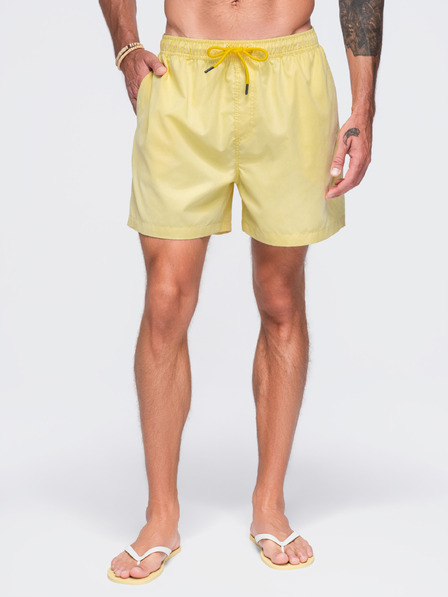 Ombre Clothing Pánské plavky z látky s matným povrchem – žluté V2 OM-SRSS-0216 Ombre Clothing