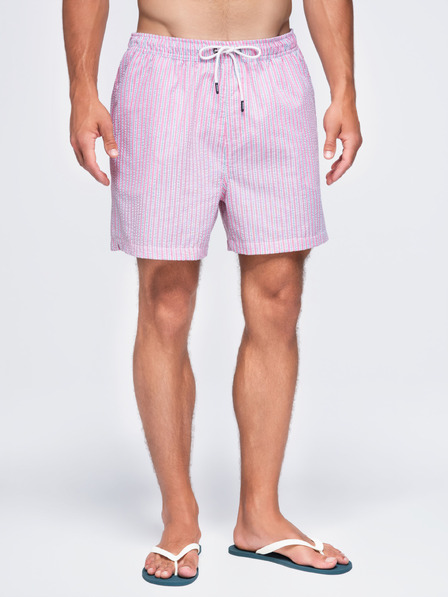 Ombre Clothing Pánské plavky z texturovaného pruhovaného materiálu – růžové V2 OM-SRSS-0214 Ombre Clothing