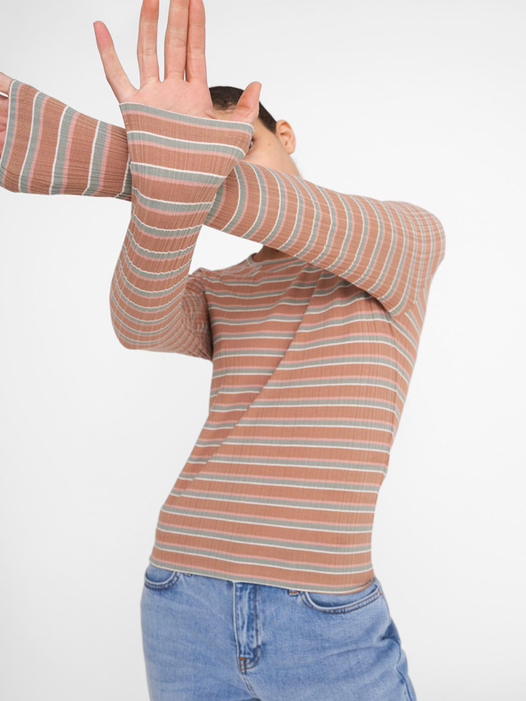 Noisy May Hnědé pruhované tričko Noisy May Stevie