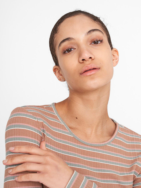 Noisy May Hnědé pruhované tričko Noisy May Stevie