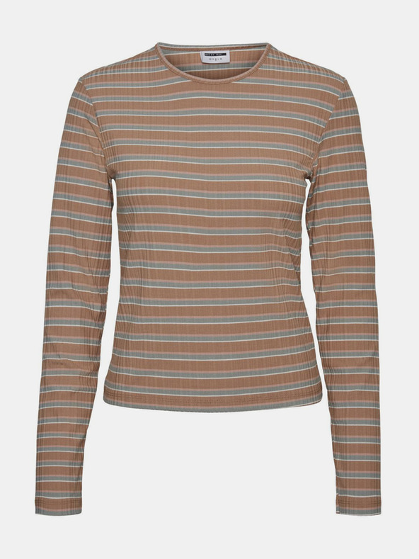 Noisy May Hnědé pruhované tričko Noisy May Stevie