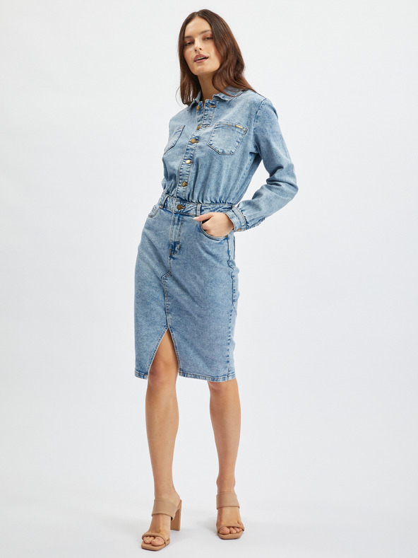 Orsay Světle modré dámské džínové šaty ORSAY