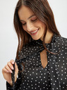 Orsay Černá dámská saténová puntíkovaná halenka ORSAY