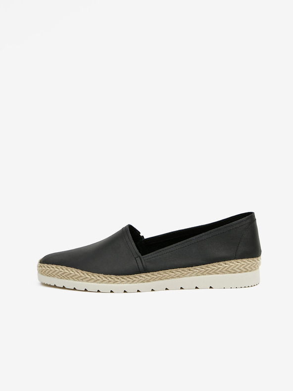 Ojju Černé dámské kožené slip on boty OJJU