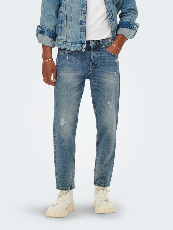 ONLY & SONS Modré slim fit džíny ONLY & SONS Avi