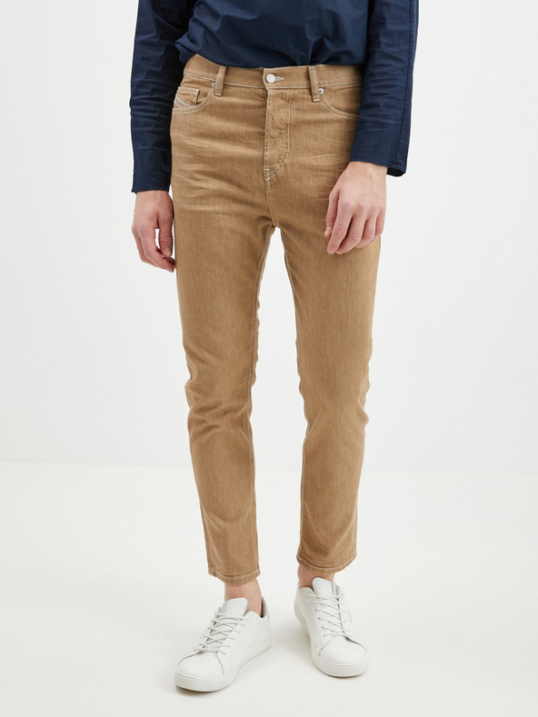 Diesel Hnědé pánské zkrácené slim fit džíny Diesel
