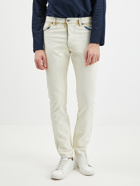 Diesel Bílé pánské slim fit džíny s ozdobným detailem Diesel