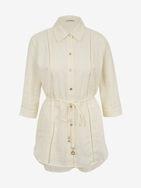 Orsay Krémová dámská lněná halenka ORSAY