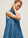 Pepe Jeans Modré dámské džínové košilové šaty Pepe Jeans