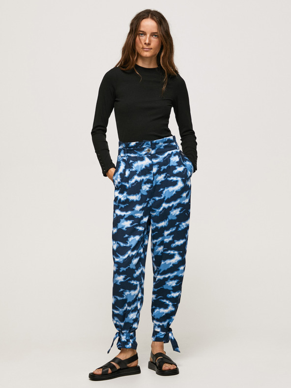 Pepe Jeans Tmavě modré dámské vzorované kalhoty Pepe Jeans