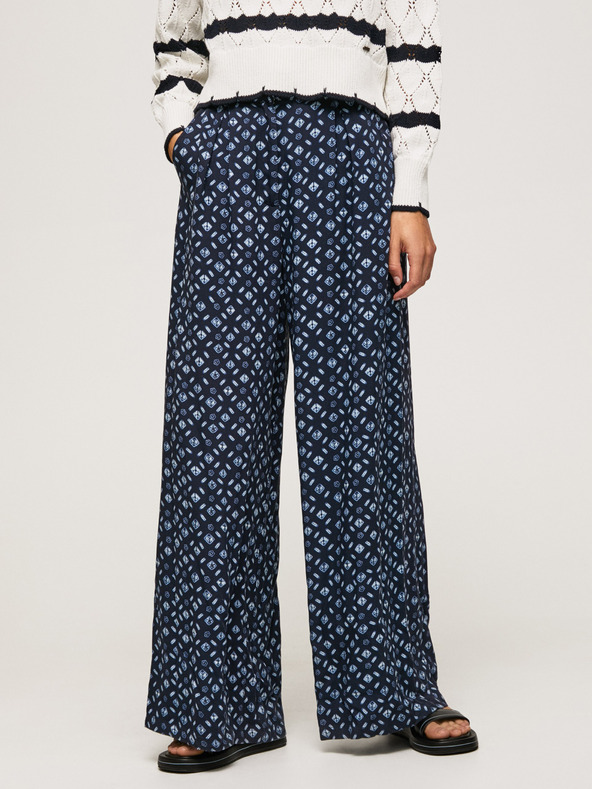 Pepe Jeans Tmavě modré dámské vzorované culottes kalhoty Pepe Jeans