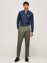 Pepe Jeans Khaki pánské formální kalhoty s příměsí lnu Pepe Jeans