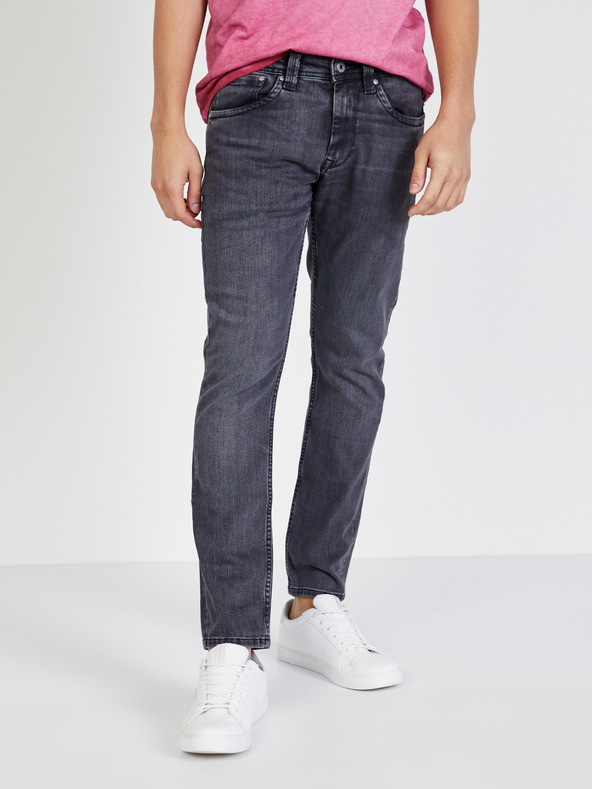 Pepe Jeans Tmavě šedé pánské straight fit džíny Pepe Jeans Cash