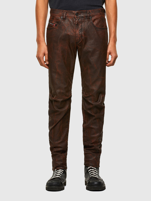 Diesel Tmavě hnědé pánské straight fit džíny Diesel Struktura
