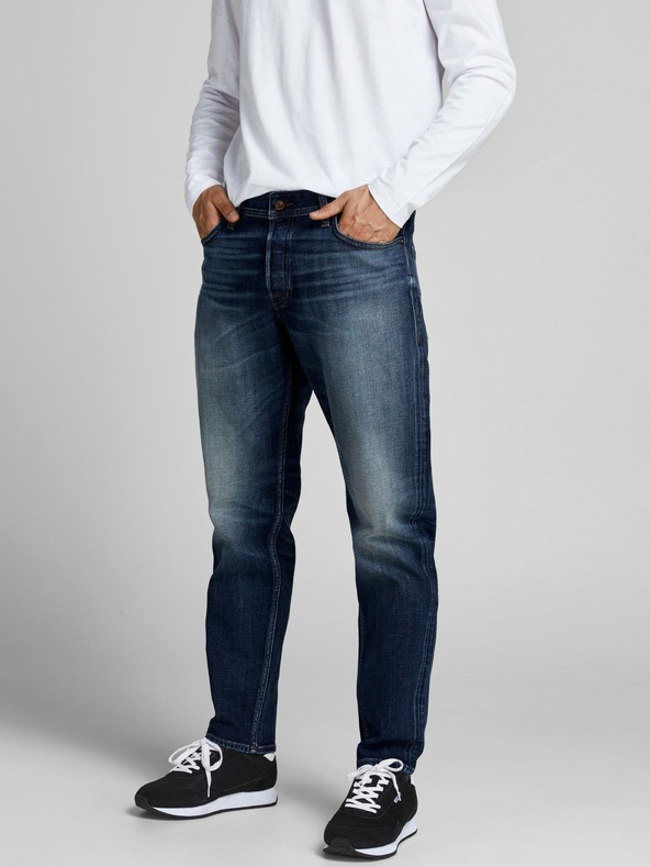 Jack & Jones Tmavě modré pánské straight fit džíny Jack & Jones Mike