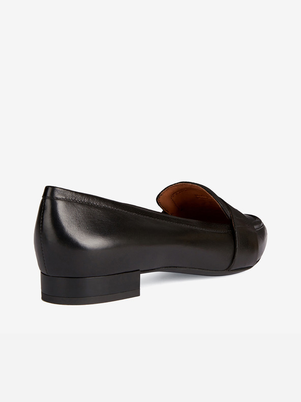 Geox Černé dámské kožené mokasíny na nízkém podpatku Geox