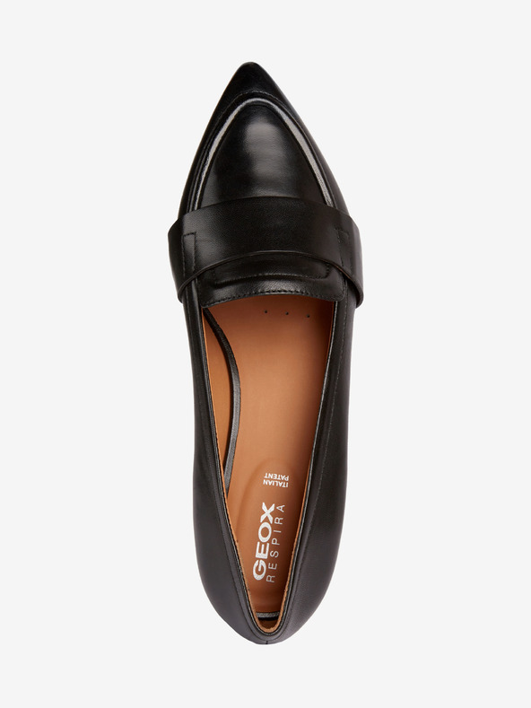 Geox Černé dámské kožené mokasíny na nízkém podpatku Geox