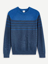 Celio Modrý pánský pruhovaný svetr Celio Depicray