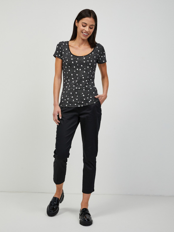 Orsay Černé květované tričko ORSAY