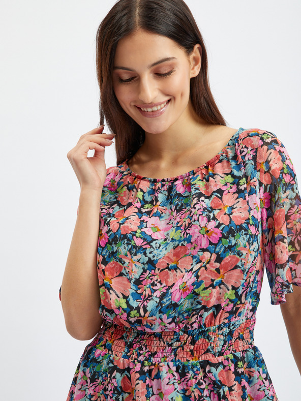 Orsay Červeno-černé dámské květované šaty ORSAY