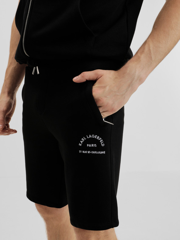Karl Lagerfeld Černé pánské teplákové kraťasy KARL LAGERFELD