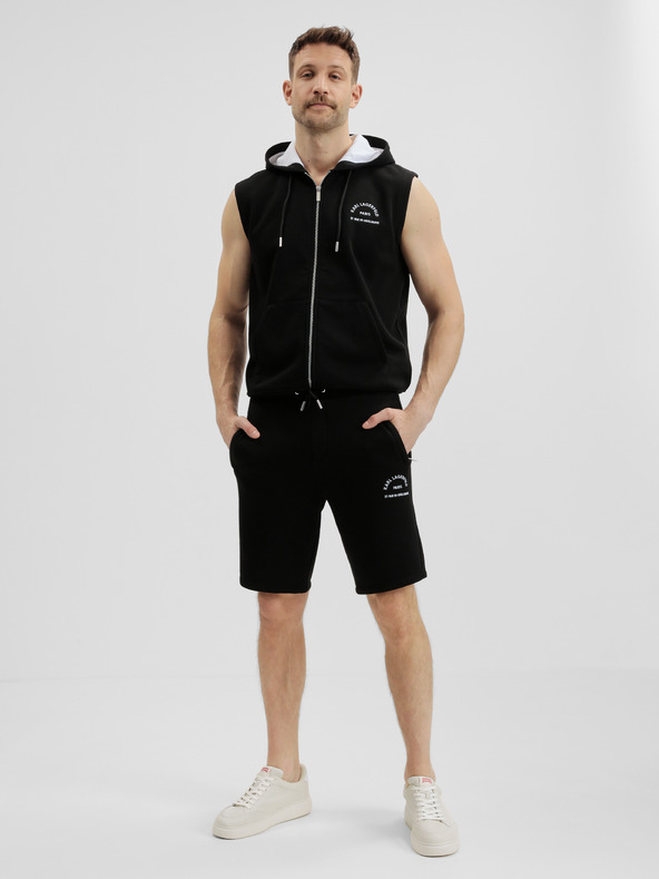 Karl Lagerfeld Černé pánské teplákové kraťasy KARL LAGERFELD