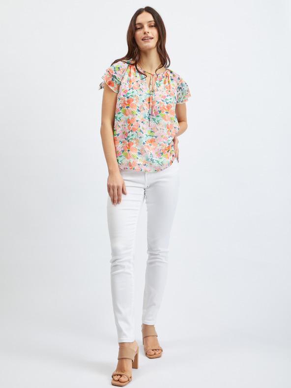 Orsay Růžovo-krémová dámská květovaná halenka ORSAY